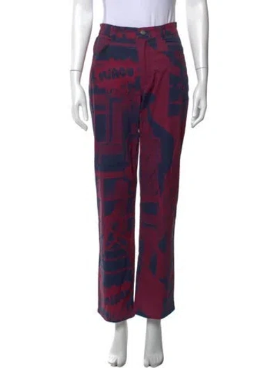 Pre-owned Miaou Graphic Print Straight Leg Pants In Multicolor