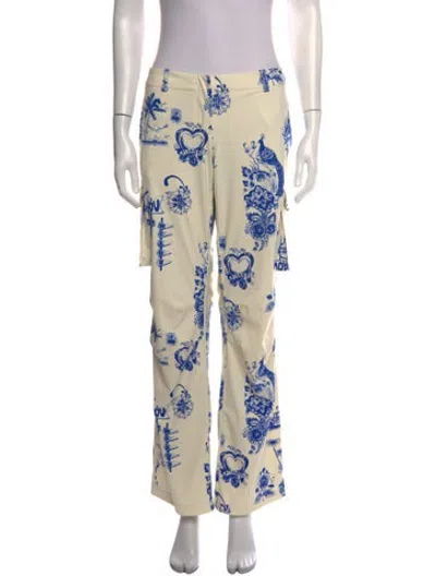 Pre-owned Miaou Graphic Print Straight Leg Pants In Neutrals