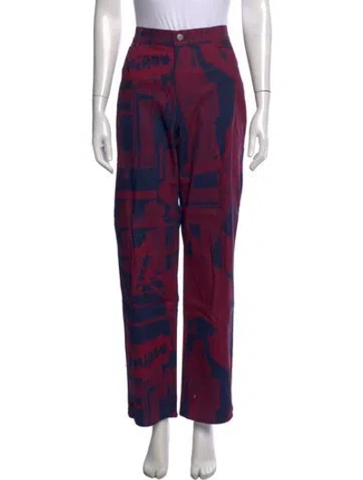 Pre-owned Miaou Graphic Print Straight Leg Pants In Purple