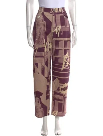 Pre-owned Miaou Graphic Print Straight Leg Pants In Purple