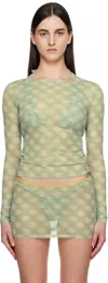 Miaou Green Amelia T-shirt In Mint Blurred Dot