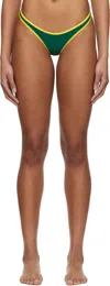 Miaou Green & Yellow Jo Bikini Bottom In Pine