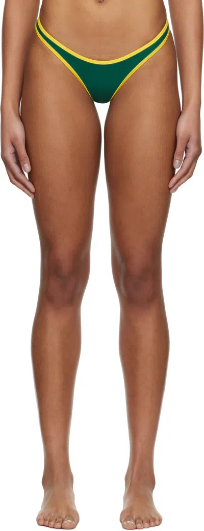 Miaou Green & Yellow Jo Bikini Bottom In Pine