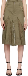 Miaou Womens Hunter Anita Flared-hem Stretch-cotton Midi Skirt In Hunter