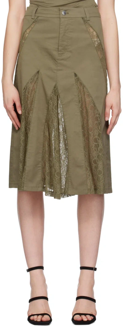 Miaou Womens Hunter Anita Flared-hem Stretch-cotton Midi Skirt