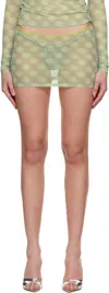 Miaou Green Elektra Miniskirt In Mint Blurred Dot