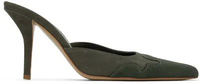 Miaou Green Giaborghini Edition June Mules In 4025 Olive - Khaki