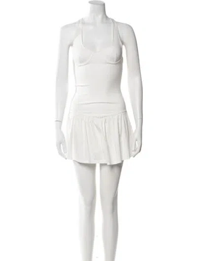 Pre-owned Miaou Halterneck Mini Dress In White