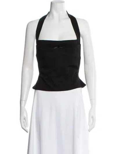 Pre-owned Miaou Halterneck Sleeveless Crop Top In Black