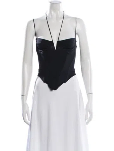 Pre-owned Miaou Halterneck Sleeveless Crop Top In Black