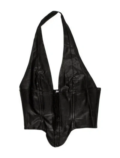 Pre-owned Miaou Halterneck Sleeveless Crop Top In Black