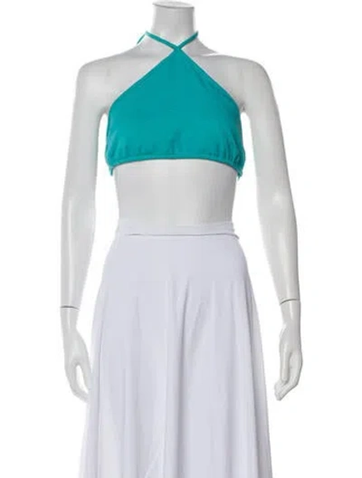 Pre-owned Miaou Halterneck Sleeveless Crop Top In Green