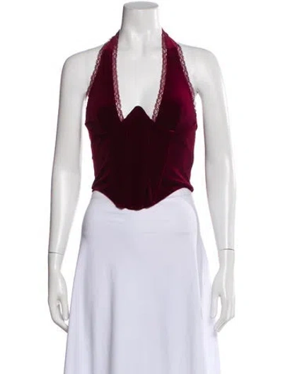 Pre-owned Miaou Halterneck Sleeveless Crop Top W/ Tags In Red