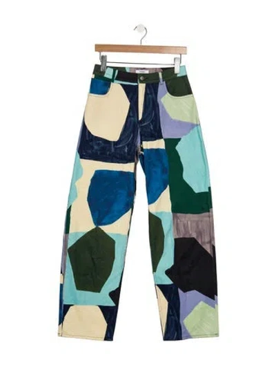 Pre-owned Miaou High-rise Straight Leg Jeans In Blue/green