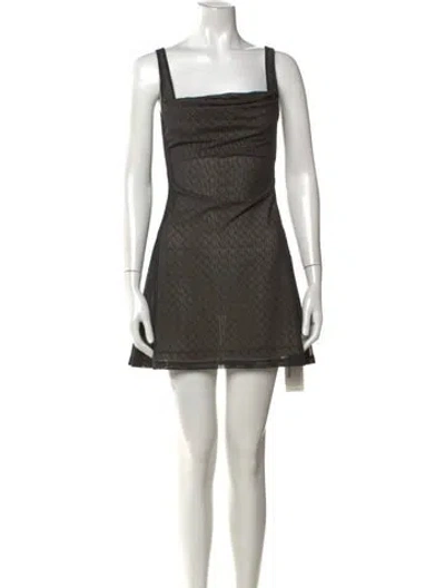 Pre-owned Miaou Houndstooth Print Mini Dress In Green