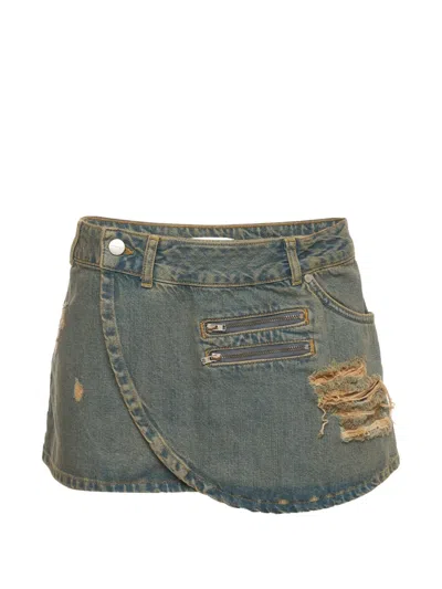 Pre-owned Miaou Hunter Straight Mini Skirt In Blue
