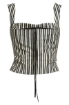 Miaou Laced Imogene Corset Green Stripe In Cream Stripe