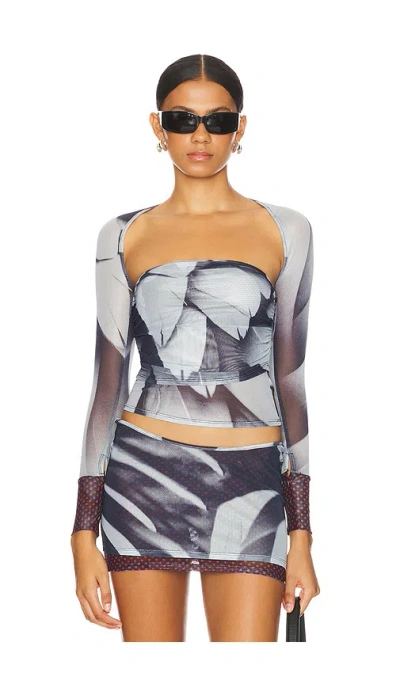 Miaou Iris Top In Feather Print