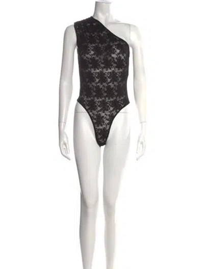 Pre-owned Miaou Jade Bodysuit Lace Pattern Bodysuit W/ Tags In Black