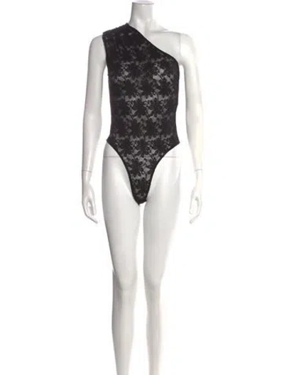 Pre-owned Miaou Jade Bodysuit Lace Pattern Bodysuit W/ Tags In Black