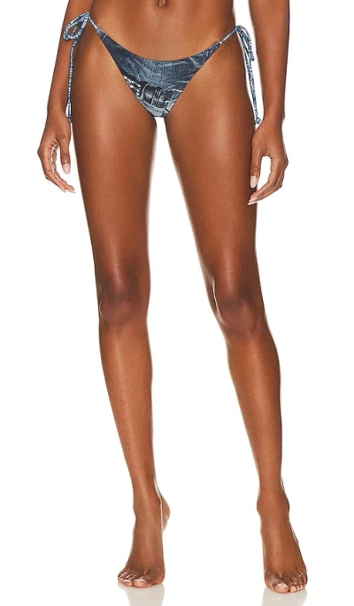 Miaou Kauai Bikini Bottom In Denim Suede Print
