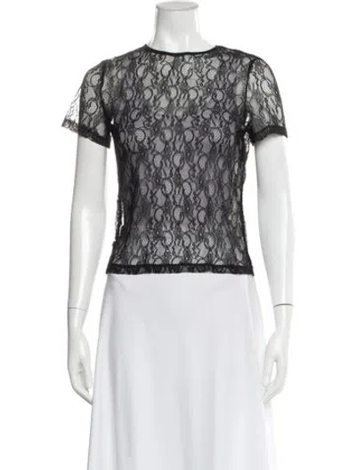 Pre-owned Miaou Lace Pattern Crew Neck Top W/ Tags In Gray