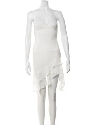 Pre-owned Miaou Lace Pattern Lace Trim Embellishment Nightgown In White