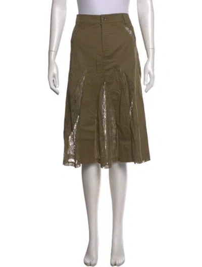Pre-owned Miaou Lace Pattern Midi Length Skirt W/ Tags In Green