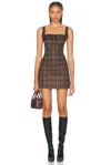 Miaou Laced Ginger Dress In Plaid Brown