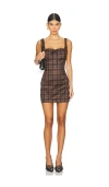 Miaou Laced Ginger Dress In Plaid Brown