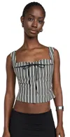 Miaou Laced Imogene Corset Green Stripe In Green Stripe