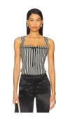 Miaou Laced Imogene Corset Green Stripe In Neutral,black