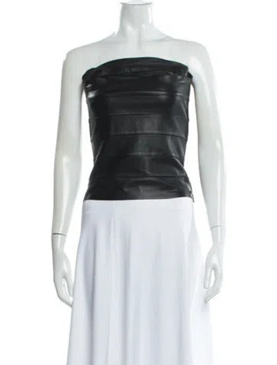 Pre-owned Miaou Lamb Leather Strapless Top In Black