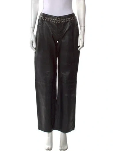 Pre-owned Miaou Lamb Leather Wide Leg Pants In Black