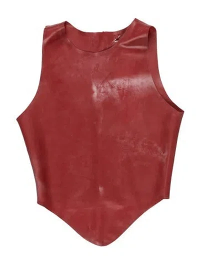 Pre-owned Miaou Latex Crew Neck Crop Top In Orange/red