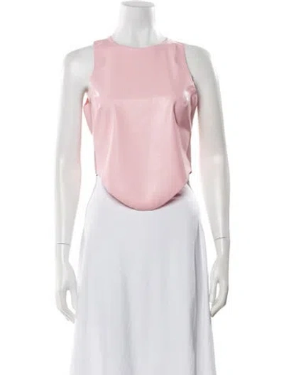 Pre-owned Miaou Latex Crew Neck Crop Top In Pink