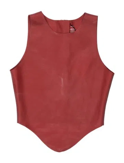 Pre-owned Miaou Latex Crew Neck Crop Top In Red
