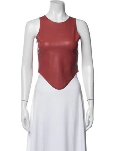 Pre-owned Miaou Latex Crew Neck Crop Top In Red