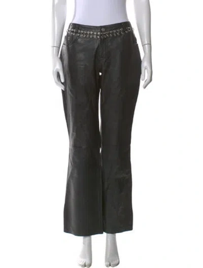 Pre-owned Miaou Leather Flared Pants In Black