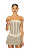 Miaou Libra Corset In Brown Check