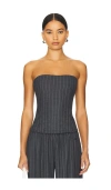 Miaou Libra Corset In Pinstripe Wool