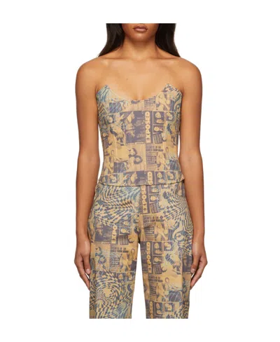 Miaou Logo Printed Corset In Nude