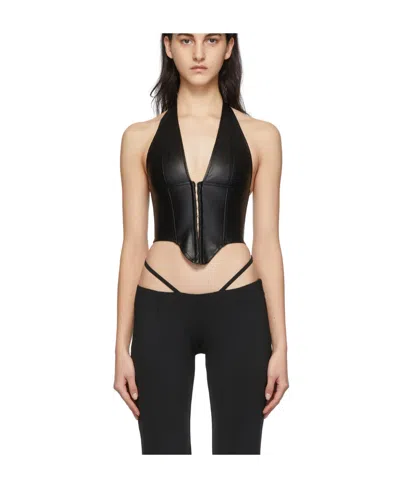 Miaou Logo Sleeveless Neck Vest In Black