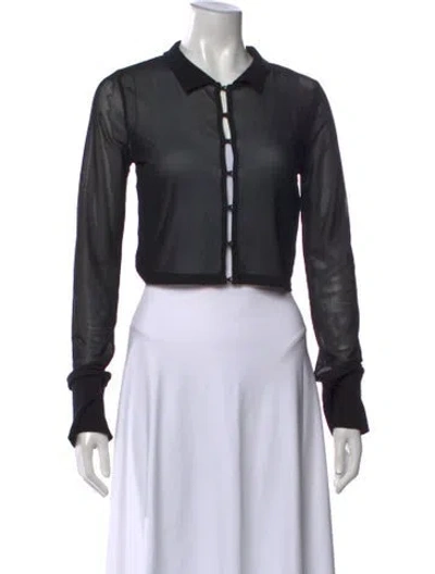 Pre-owned Miaou Long Sleeve Button-up Top In Black