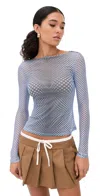 Miaou Long Sleeve Tee Warped Dot In Blue
