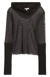 Miaou Mari Sheer Mesh Hoodie In Black