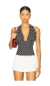 Miaou Mathilde Halter Top Black And White Polka Dot