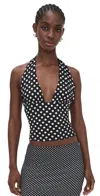 Miaou Mathilde Halter Top Black And White Polka Dot In Multi