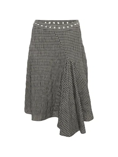 Pre-owned Miaou Mila Gingham Skirt In Black