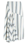 Miaou Mila Stripe Stretch Jersey Midi Skirt In White/ Black And Blue Stripe